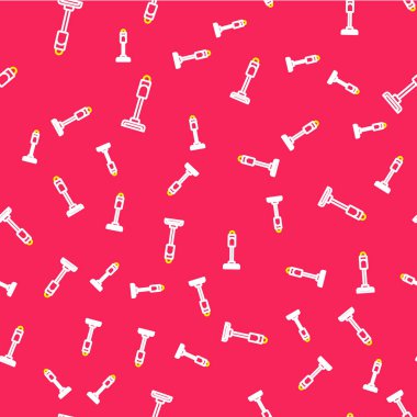 Elektrik süpürgesi simgesi kırmızı arkaplanda izole edilmiş. Vektör