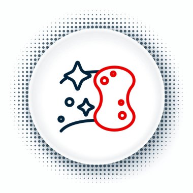 Sünger çizgisi simgesi beyaz arkaplanda izole edildi. Bulaşık yıkamak için bir tutam Bast. Temizlik servisi logosu. Renkli taslak konsepti. Vektör