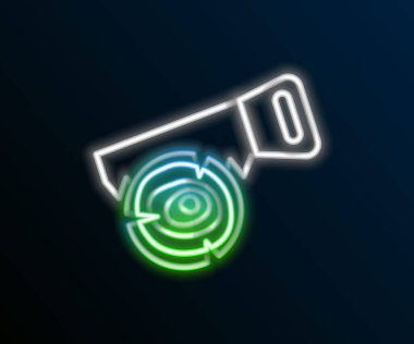 Parlayan neon çizgisi El siyah arka planda izole edilmiş bir simge gördü. Renkli taslak konsepti. Vektör