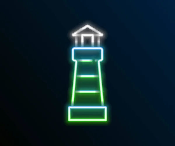 Leuchtende Leuchtturmsymbole auf schwarzem Hintergrund. Buntes Rahmenkonzept. Vektor — Stockvektor