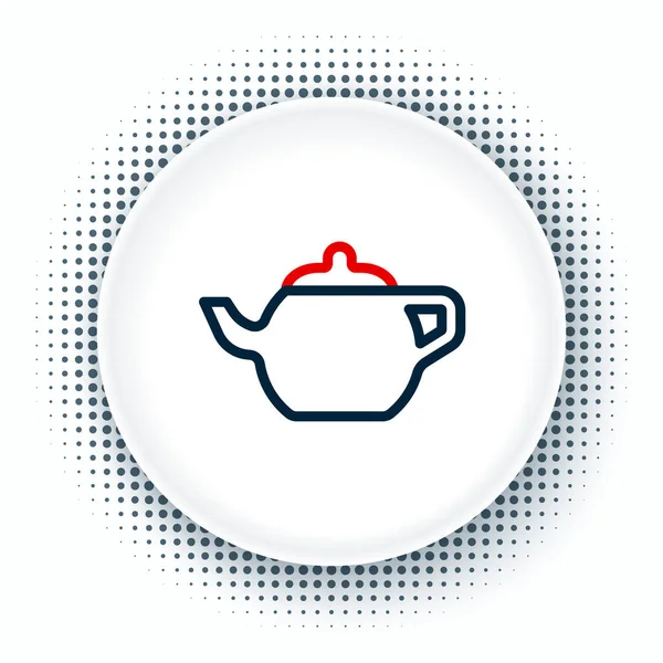 Γραμμή Παραδοσιακό κινέζικο τσάι τελετή εικόνα απομονώνονται σε λευκό φόντο. Τσαγιέρα με φλιτζάνι. Πολύχρωμο περίγραμμα έννοια. Διάνυσμα — Διανυσματικό Αρχείο