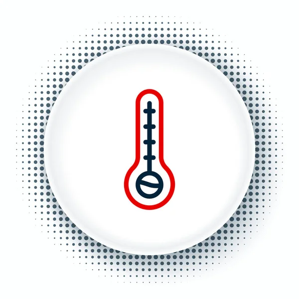 线气象学温度计测量在白色背景上隔离的冷热图标.显示炎热或寒冷天气的温度计设备。五彩缤纷的概念.B.病媒 — 图库矢量图片