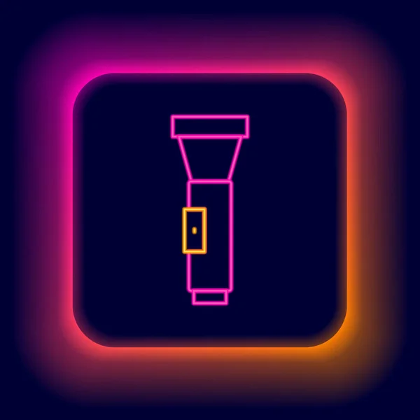 Ragyogó neon vonal Elemlámpa ikon elszigetelt fekete alapon. Színes vázlat koncepció. Vektor — Stock Vector