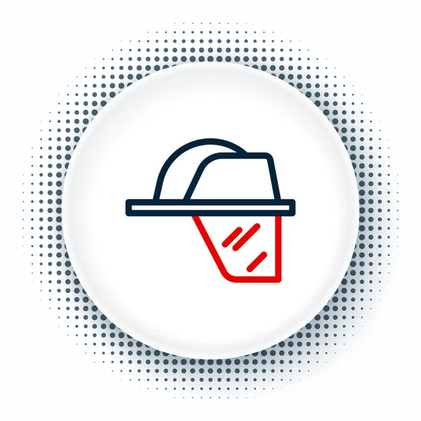 Line Casco de bombero o icono de sombrero de bombero aislado sobre fondo blanco. Concepto de esquema colorido. Vector — Vector de stock