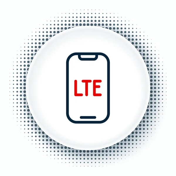 Ícone de rede LTE de linha isolado no fundo branco. Conceito de esboço colorido. Vetor —  Vetores de Stock