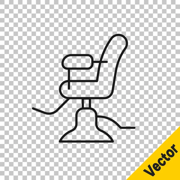 Schwarze Linie Barbershop Stuhl Symbol isoliert auf transparentem Hintergrund. Friseursesselschild. Vektor — Stockvektor