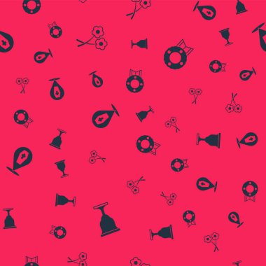 Hıristiyan kadehini, Flower 'ı, Tabut' u haç ve Anıt çelengi kusursuz desenlere göre ayarla. Vektör