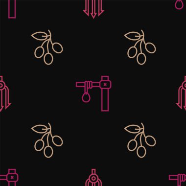 Neptün mızrağını, zeytin dalını ve darağacını kusursuz desene ayarlayın. Vektör