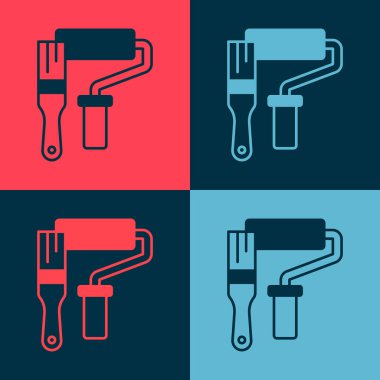 Pop Art Paten Fırçası ikonu renk arkaplanında izole edildi. Vektör