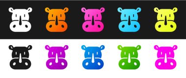 Gergedan simgesini siyah beyaz arkaplanda izole et. Hayvan sembolü. Vektör