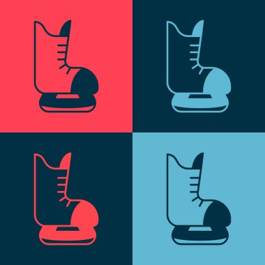 Pop Art Skates ikonu renk arkaplanında izole edilmiş. Buz pateni ayakkabısı ikonu. Kılıçlı spor botlar. Vektör