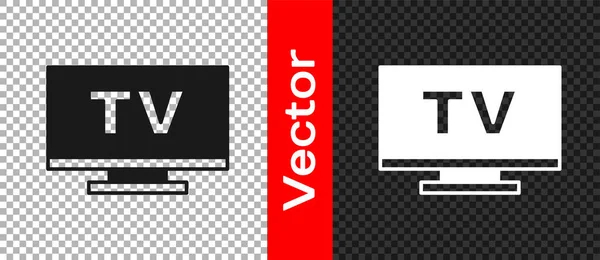 Icono negro Smart Tv aislado sobre fondo transparente. Señal de televisión. Vector — Vector de stock