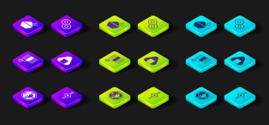 Yin Yang, Çin kağıt feneri, havai fişek, suşi, Yuan para birimi ve çubuk ikonlu pirinç kasesi. Vektör