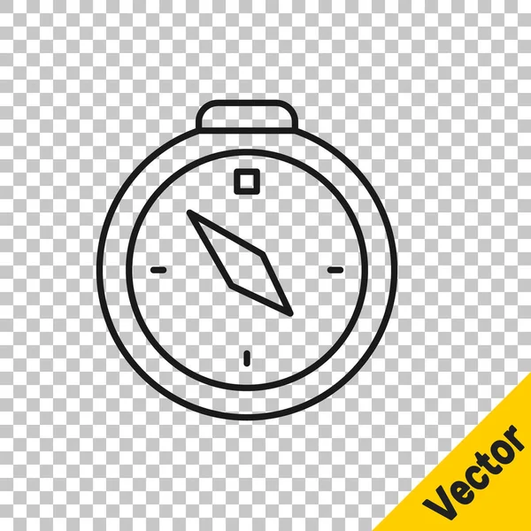Schwarze Linie Kompass-Symbol isoliert auf transparentem Hintergrund. Windrose Navigationssymbol. Windrose Zeichen. Vektor — Stockvektor