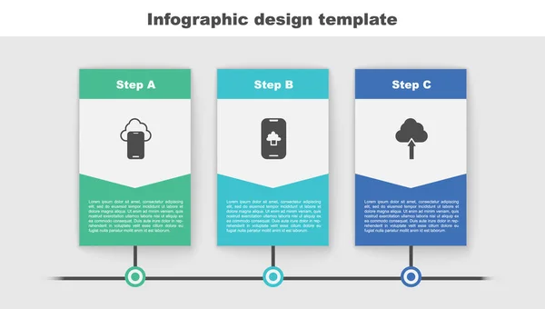 Définir les données de la technologie Cloud, et télécharger. Modèle d'infographie d'entreprise. Vecteur — Image vectorielle