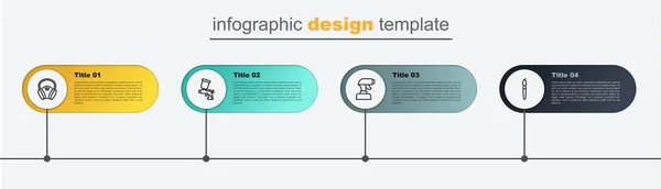 Defina a linha Pincel, pistola e máscara de gás. Modelo de infográfico de negócios. Vetor —  Vetores de Stock