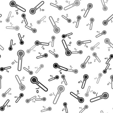 Siyah Meteoroloji termometresi beyaz arka planda izole edilmiş ikonu ölçüyor. Termometre termometresi sıcak ya da soğuk hava gösteriyor. Vektör