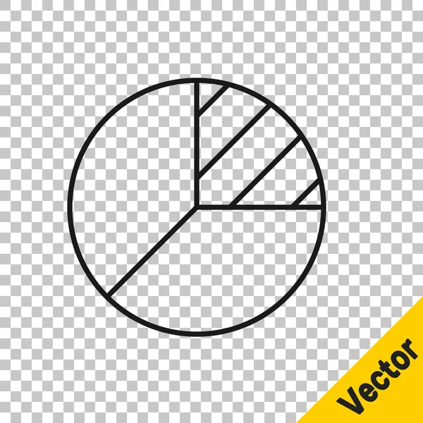 Das Infografik-Symbol für die schwarze Linie des Tortendiagramms isoliert auf transparentem Hintergrund. Diagrammdiagramm-Zeichen. Vektor — Stockvektor