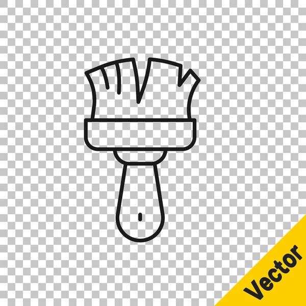 Siyah çizgi tıraş fırçası simgesi şeffaf arkaplanda izole edildi. Berber dükkanı sembolü. Vektör