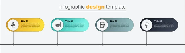 Definir linha Balão, EUA tablet gráfico, trompete e hidrante de fogo. Modelo de infográfico de negócios. Vetor — Fotografia de Stock