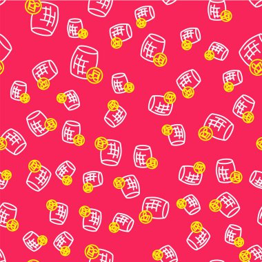 Satır Ses yardımcısı simgesi kırmızı arkaplanda izole edilmiş kusursuz desen. Ses kontrol arayüzü akıllı hoparlör. Vektör