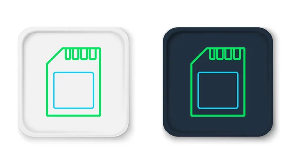 Ligne icône de carte SD isolé sur fond blanc. Carte mémoire. Icône adaptateur. Concept de contour coloré. Vecteur — Image vectorielle