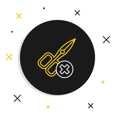 Beyaz arkaplanda izole edilmiş makas simgesi yok. Renkli taslak konsepti. Vektör