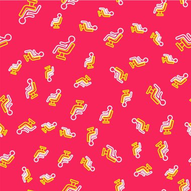 Havaalanı terminalindeki insan hattı kırmızı arka planda izole edilmiş. Vektör