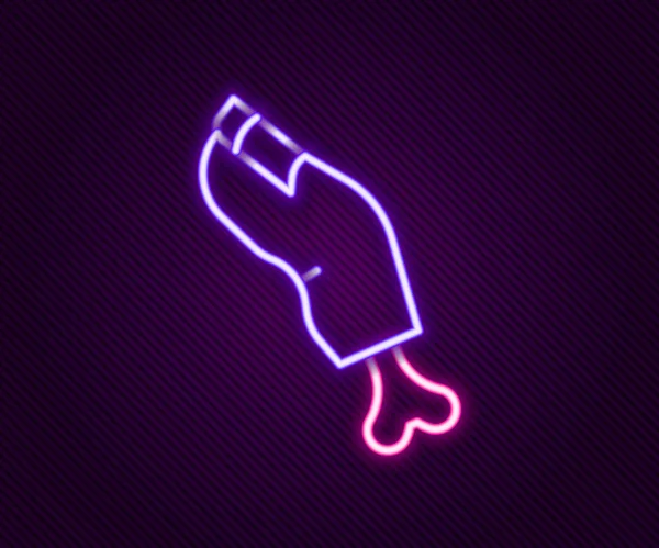 Linha de néon brilhante ícone assustador dedo zumbi horrível isolado no fundo preto. Feliz festa de Halloween. Conceito de esboço colorido. Vetor —  Vetores de Stock