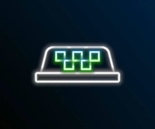 Glowing neon line Taxi car roof icon isolated on black background. Colorful outline concept. Vector — Stock Vector