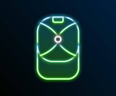 Parlayan neon hattı beyzbol şapkası simgesi siyah arkaplanda izole edildi. Spor malzemeleri. Spor üniforması. Renkli taslak konsepti. Vektör