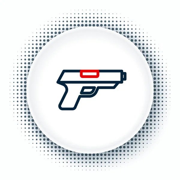 Line Pistol of pistool pictogram geïsoleerd op witte achtergrond. Politie of militair pistool. Klein vuurwapen. Kleurrijk concept. Vector — Stockvector