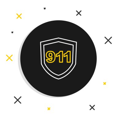 Beyaz arka planda 911 'i arayan bir hat var. Polis, ambulans, itfaiye, çağrı, telefon. Renkli taslak konsepti. Vektör