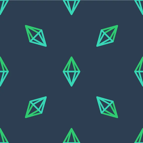 Line Edelstein Symbol isoliert nahtlose Muster auf blauem Hintergrund. Schmuck-Symbol. Diamant. Vektor — Stockvektor
