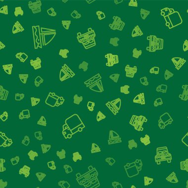 Yat yelkenlisi, kargo kamyonu ve araba sorunsuz bir şekilde ayarlandı. Vektör