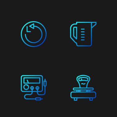 Çizgi ölçeği, çokölçer, voltmetre, yarıçap ve ölçüm kabını ayarla. Renk simgeleri. Vektör