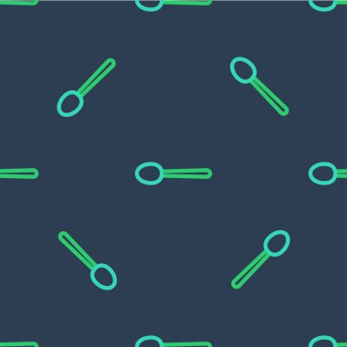 Satır kaşığı simgesi mavi arkaplanda kusursuz desen izole etti. Mutfak aletleri. Çatal bıçak seti. Vektör