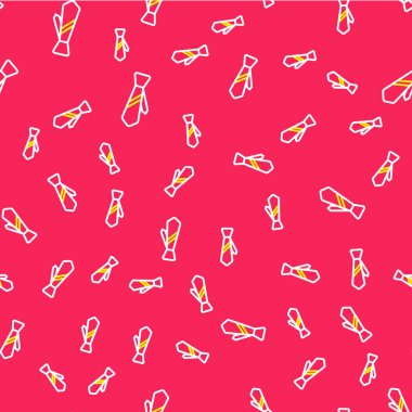 Çizgi Bağlama simgesi kırmızı arkaplanda izole edilmiş kusursuz desen. Boyunbağı ve boyun bezi sembolü. Vektör