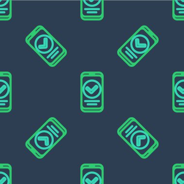 Hat Smartphone, cep telefonu simgesi mavi arka planda izole edilmiş pürüzsüz desen. Vektör