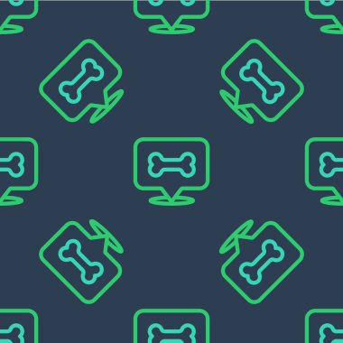 Çizgi Köpeği ikonu mavi arka planda izole edilmiş pürüzsüz desen. Besin sembolü. Vektör