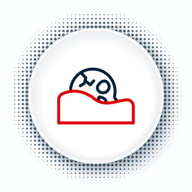 Yer ikonundaki çizgi insan kafatası beyaz arkaplanda izole edilmiş. Renkli taslak konsepti. Vektör