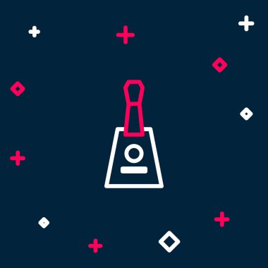 Çizgi müzik aleti Balalaika simgesi mavi arkaplanda izole edildi. Renkli taslak konsepti. Vektör