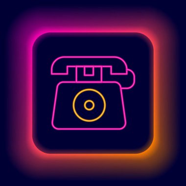 Parlayan neon hattı 911 'i acil arama ikonu olan telefon siyah arkaplanda izole edildi. Polis, ambulans, itfaiye, çağrı, telefon. Renkli taslak konsepti. Vektör