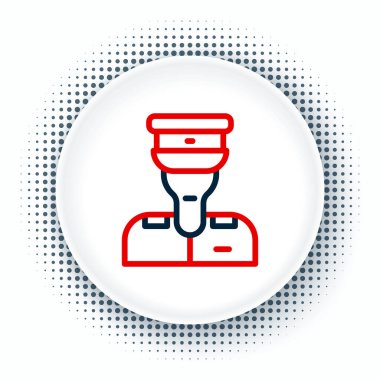 Çizgi tren kondüktörü simgesi beyaz arkaplanda izole edildi. Renkli taslak konsepti. Vektör