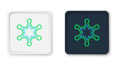 Hat Hexagram Şerif ikonu beyaz arka planda izole edildi. Polis rozeti ikonu. Renkli taslak konsepti. Vektör