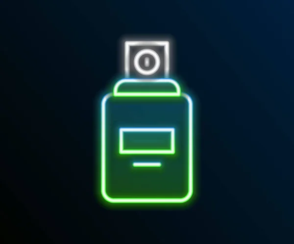 Ragyogó neon vonal Parfüm ikon elszigetelt fekete háttérrel. Színes vázlat koncepció. Vektor — Stock Vector