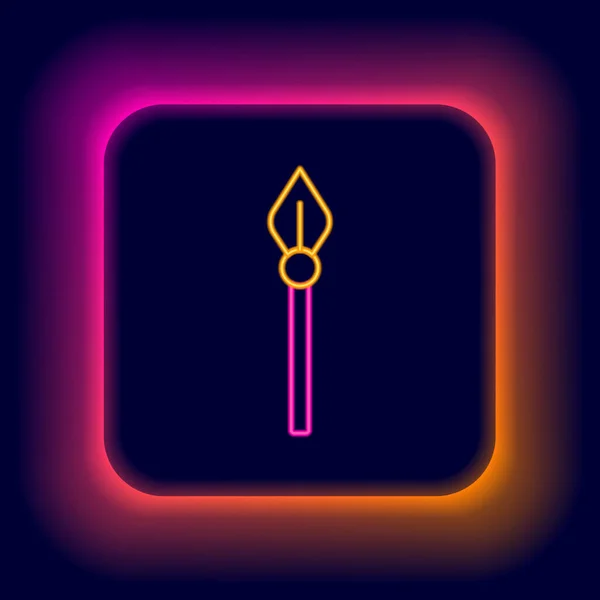 Glowing neon line Medieval spear icon isolated on black background. Medieval weapon. Colorful outline concept. Vector — Stock Vector