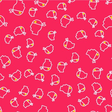 Korsan Kaptan ikonu kırmızı arka planda kusursuz desen tespit etti. Vektör