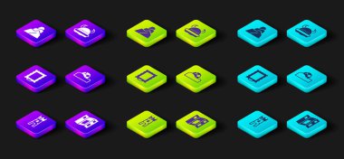 Castle Kulesi, Müze Rehberi broşürü, Resim, İnsan Kafatası, Boynuzlu Kasklı Viking ve Kaya Taşları ikonu. Vektör