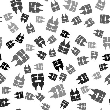 Siyah Hayat ceketi ikonu beyaz arka planda izole edilmiş kusursuz desen. Can yeleği ikonu. Olağanüstü bir spor. Spor malzemeleri. Vektör